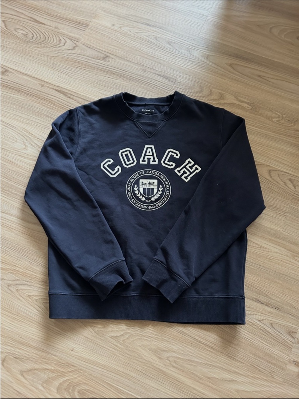 Coach Navy Logo Crewneck Sweatshirt with Crest